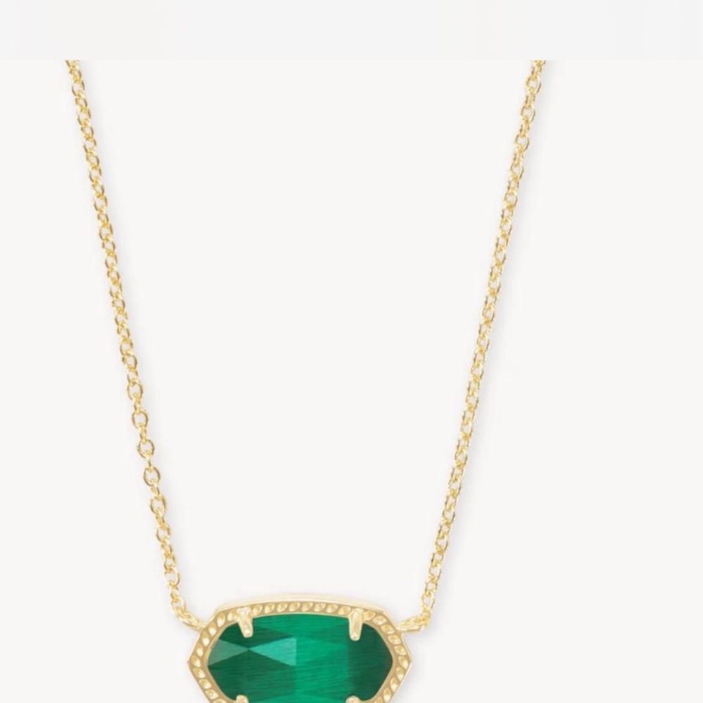 Kendra Scott Gold Necklace with Green Pendant